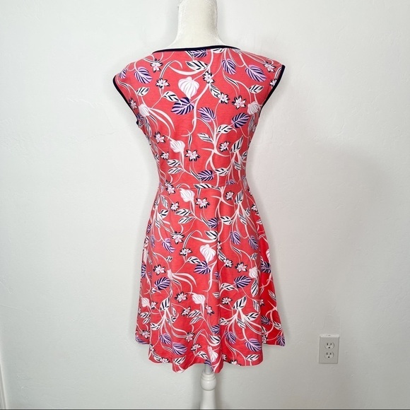 Draper James Coral Floral Ponte Skater Dress Stretchy Jersey Knit Size S - Picture 7 of 10